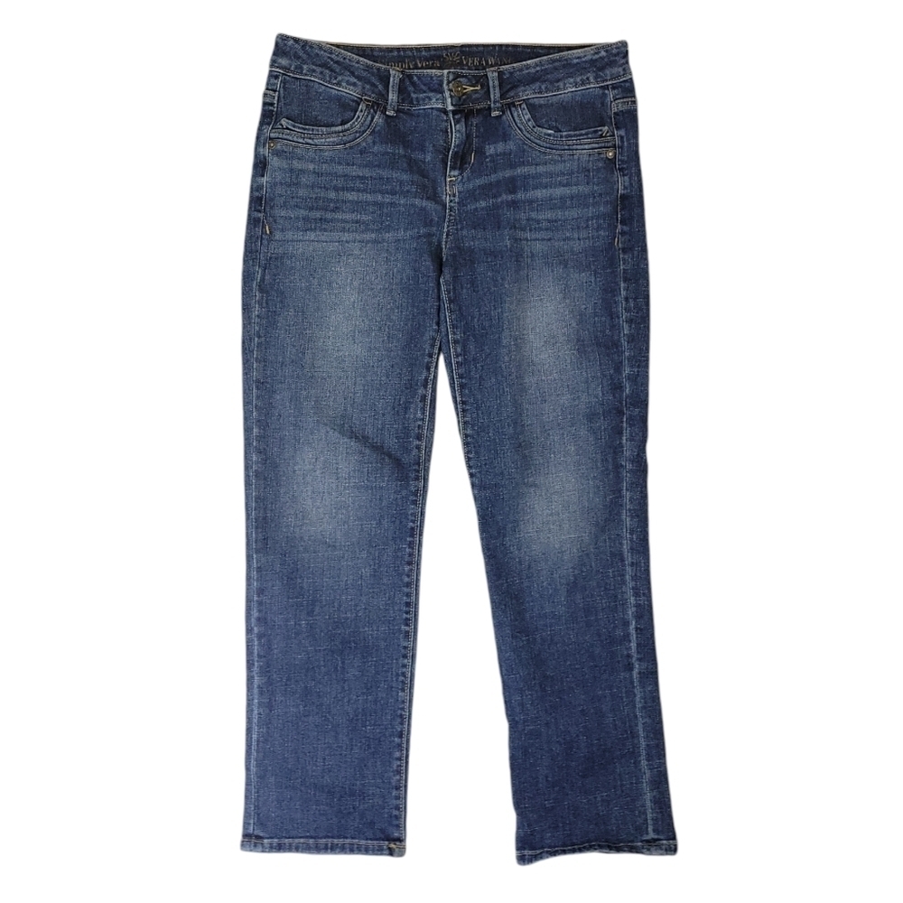 Simply Vera Vera Wang Women's Mid-Rise Straight Leg Blue Denim Jeans Size 8